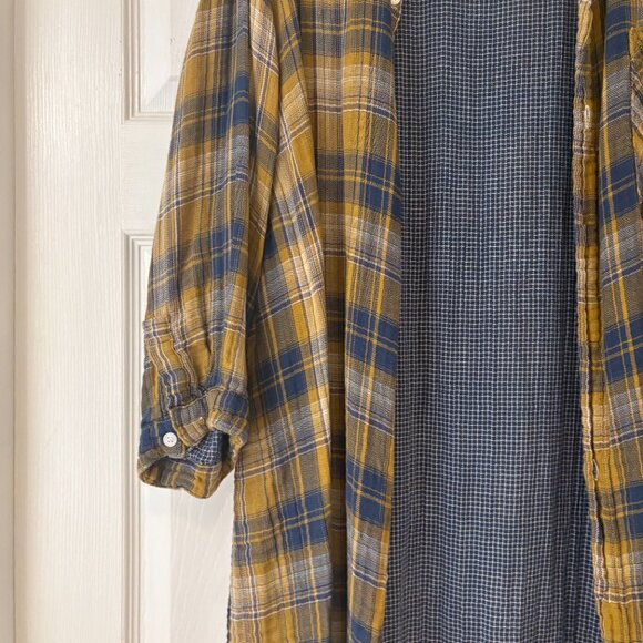 CP Shades Cora Double Cotton Gauze Plaid Shirt Dress L - Picture 5 of 7